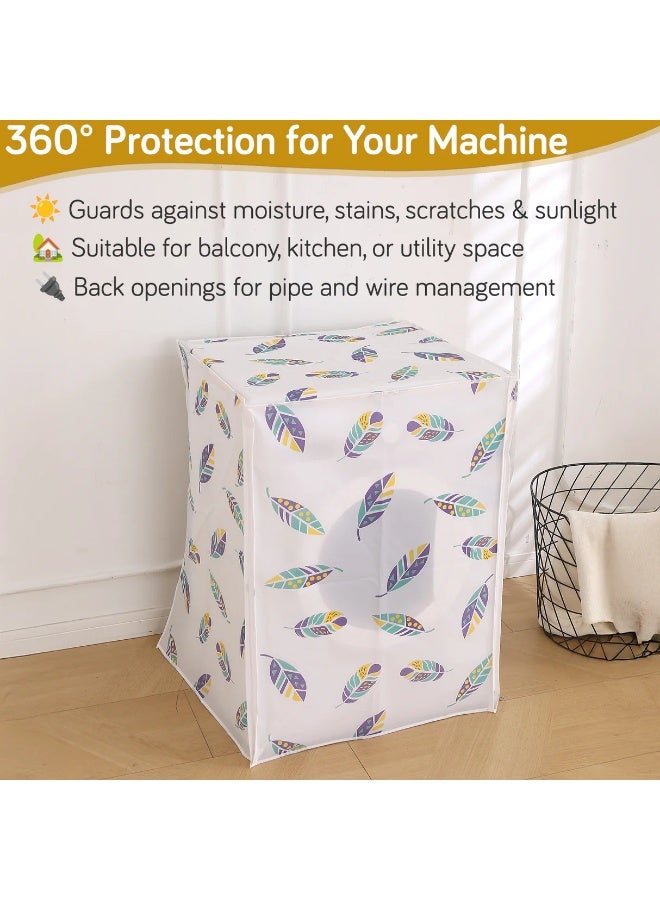 KITCHENOO Waterproof Front Load / Top Load Washing Machine Cover | PEVA Dustproof Protective Cover for 6kg, 6.5kg, 7kg & 7.5kg Fully Automatic Machines, Geometric Abstract - Image 3